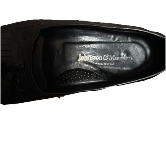 VTG JOHNSTON & MURPHY 151091 HAYES MEN SHOES 7.5M BLACK LEATHER TASSEL SLIP ON main image 9